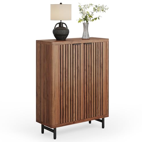 LITTLE TREE 6-Tier Shoe Cabinet with Doors for Up to 24 Pairs, Large Wooden Shoe Storage Cabinet with Adjustable Shelves