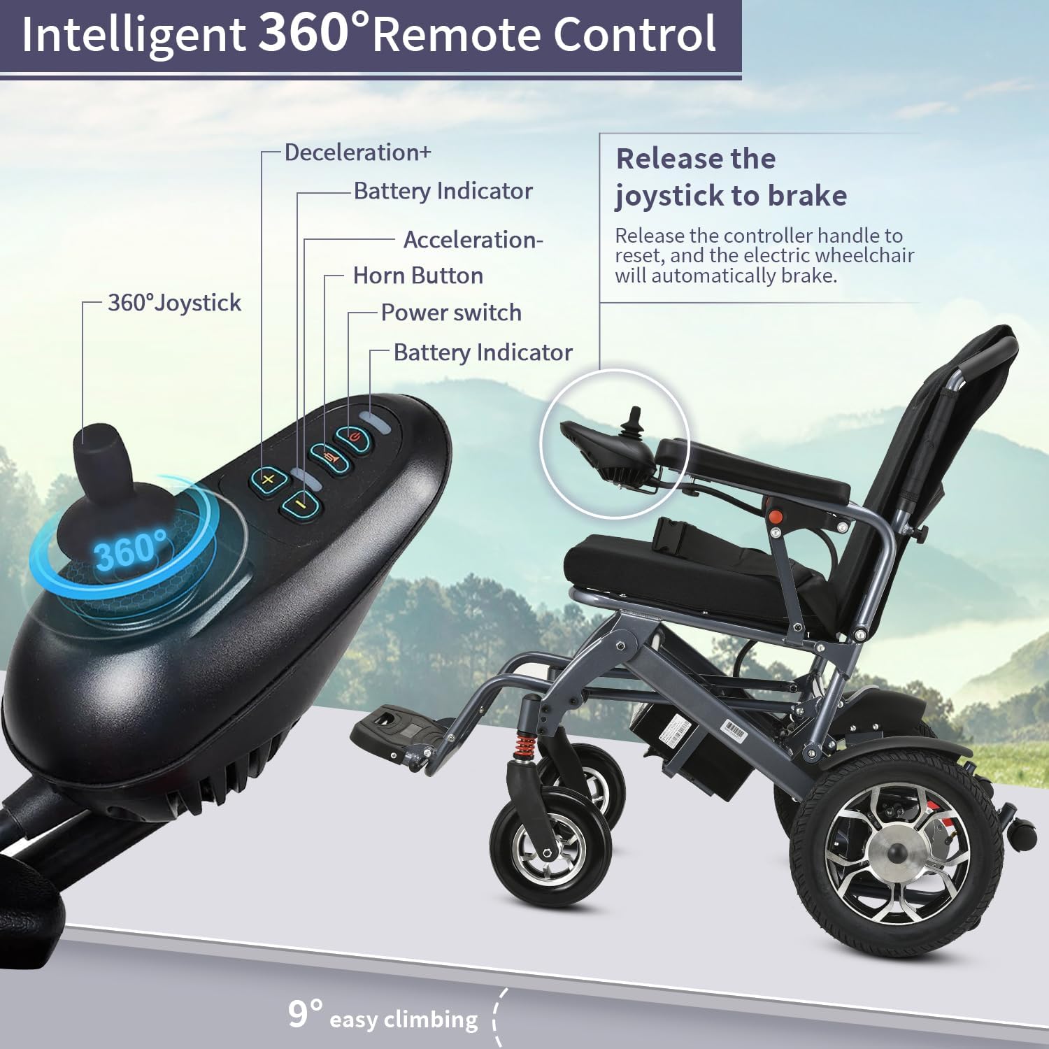 20 Miles Long Travel Range Electric Wheelchair for Adults