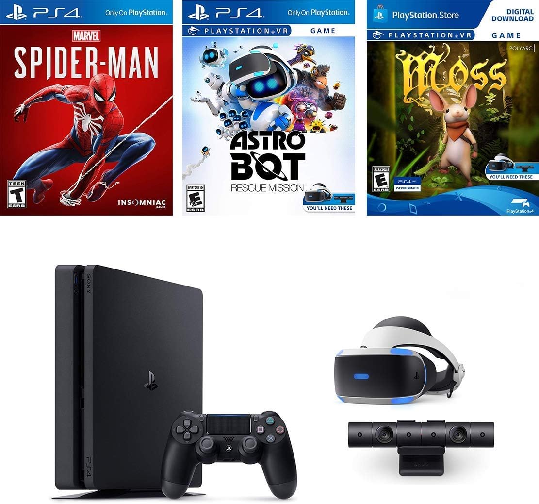 Sony Sony Playstation 4 Playstation 4 Slim 1TB Console Plus PS4 VR: Ps Camera, Ps VR Headset, Dual Shock 4 Wireless Controller, Game: Spider-Man