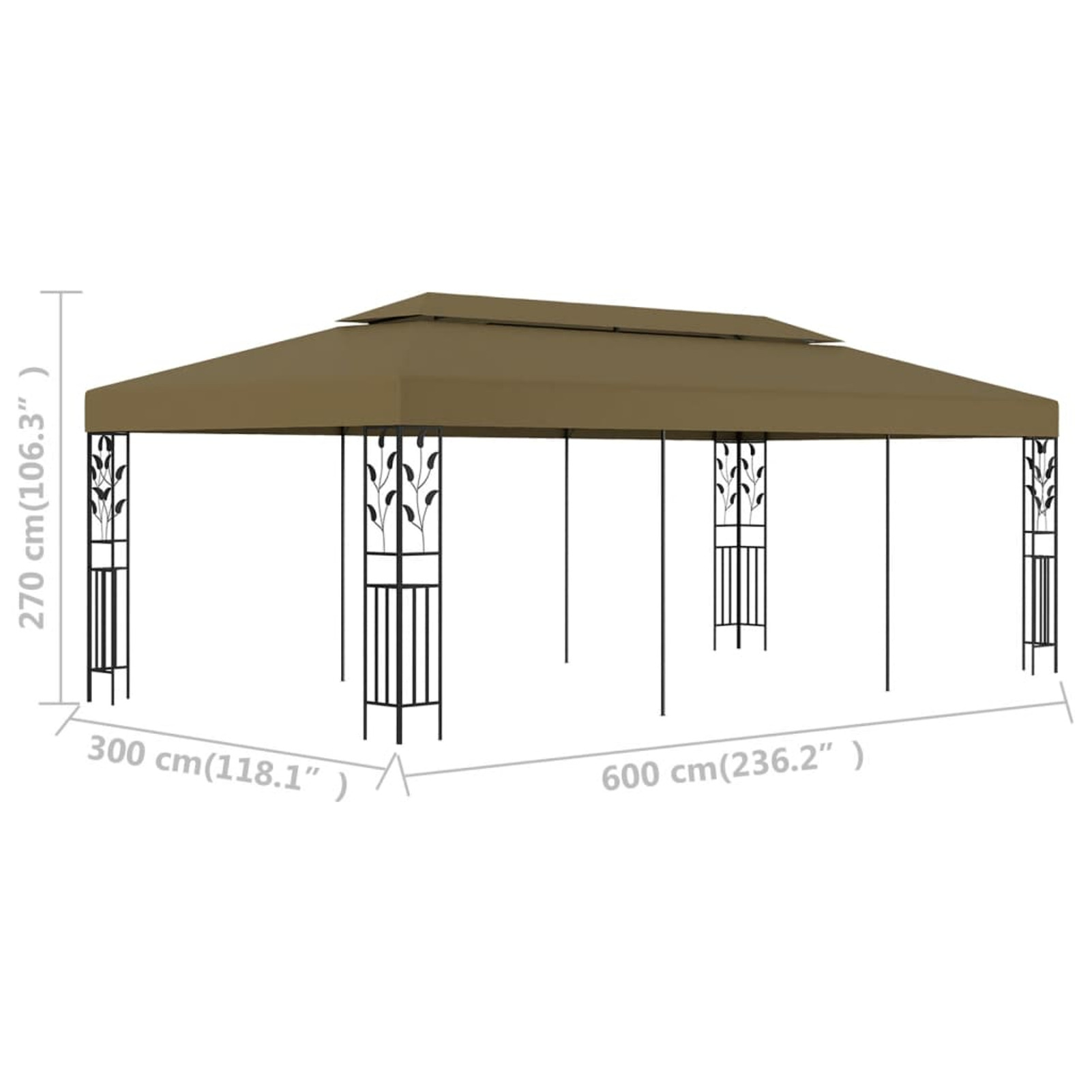 Gazebo 19.7'x9.8' Taupe 0.6 ozft²