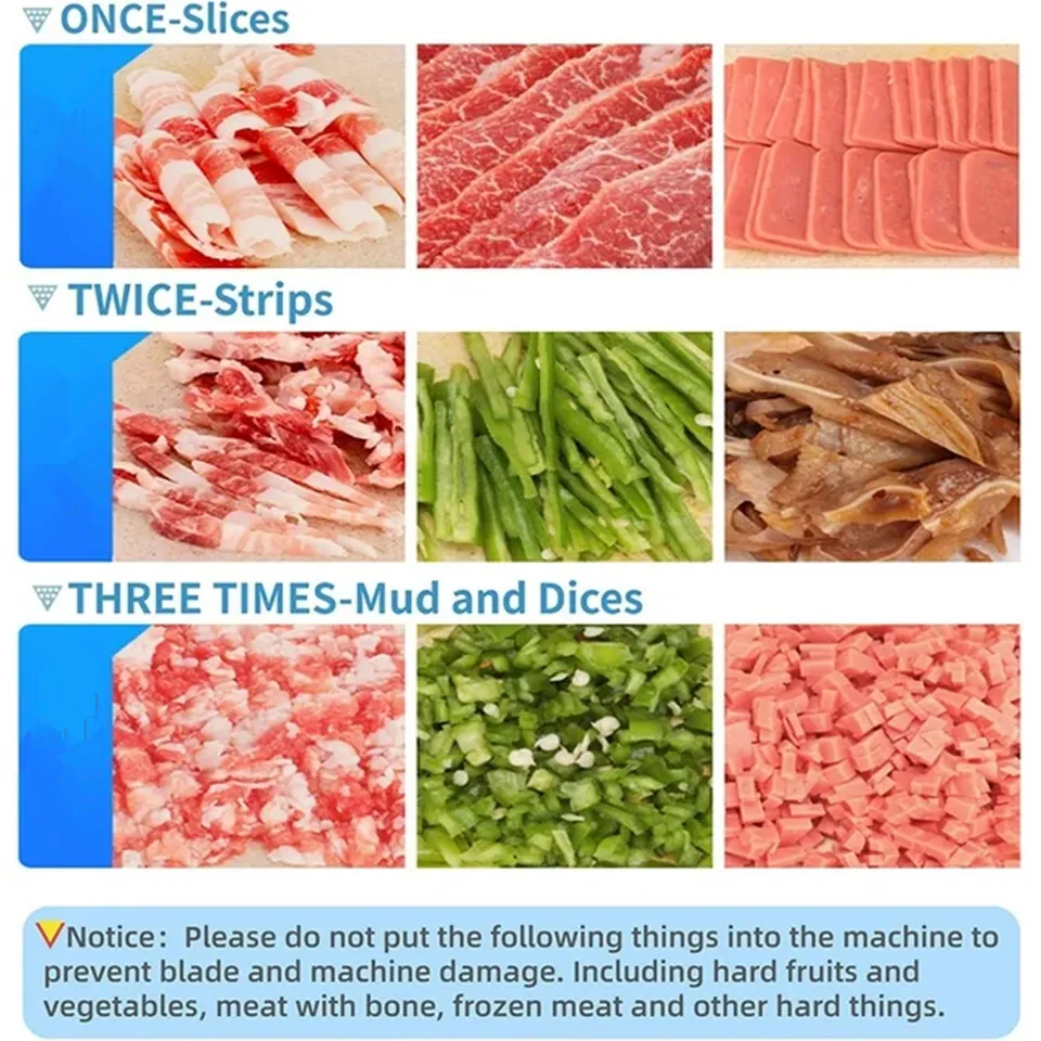 TOPCHANCES Upgraded Meat Cutter Machine, Commercial 2.5mm Electric Meat Slicer Shredded Cutting Machine, Stainless Steel 330lb/h