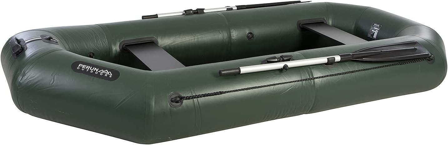 Perun Outdoors Durable PVC Inflatable Rowing Boat with Foot Air Pump and Carry Bag…