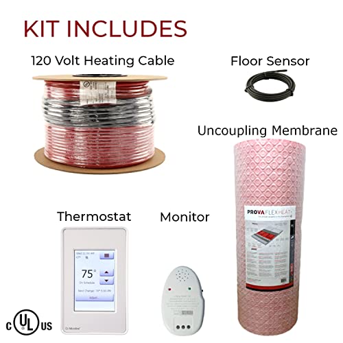 25sqft Electric Radiant Floor Heating System - 120v Under Floor Heating System Includes UDG4 Programmable Thermostat w/GFCI, Heater Cable