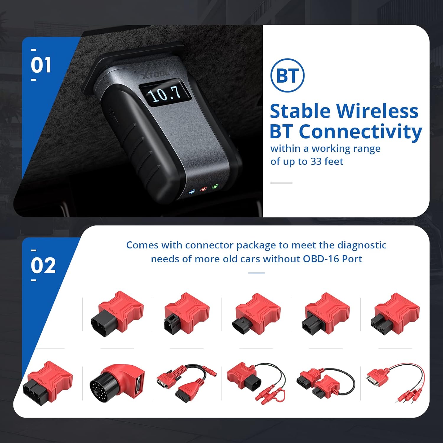 XTOOL A80 Wireless Diagnostic Tool ( with Non-OBDII Adapter Kit), Bi-Directional Scan Tool with Advanced ECU Coding, Key Programming