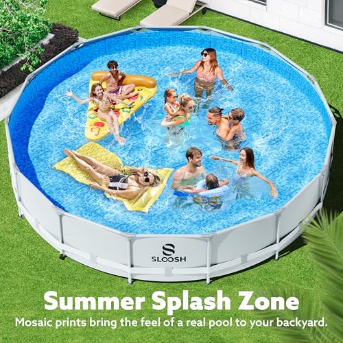 SLOOSH Round Above Ground Pool - 10ft x 30inch Outdoor Round Frame Above Ground Swimming Pool Set Kiddie Pool for Kids Adults with Filter Pump