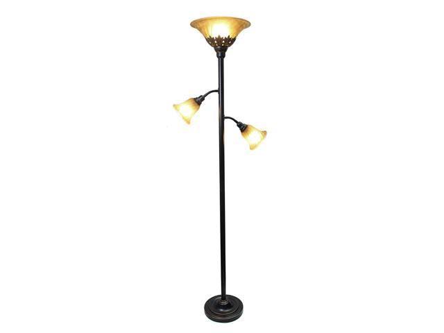 Elegant Designs LF2002-RBZ 3 Light Floor Lamp with Scalloped Glass Shades 3.9 Restoration Bronze (Pack of 2)