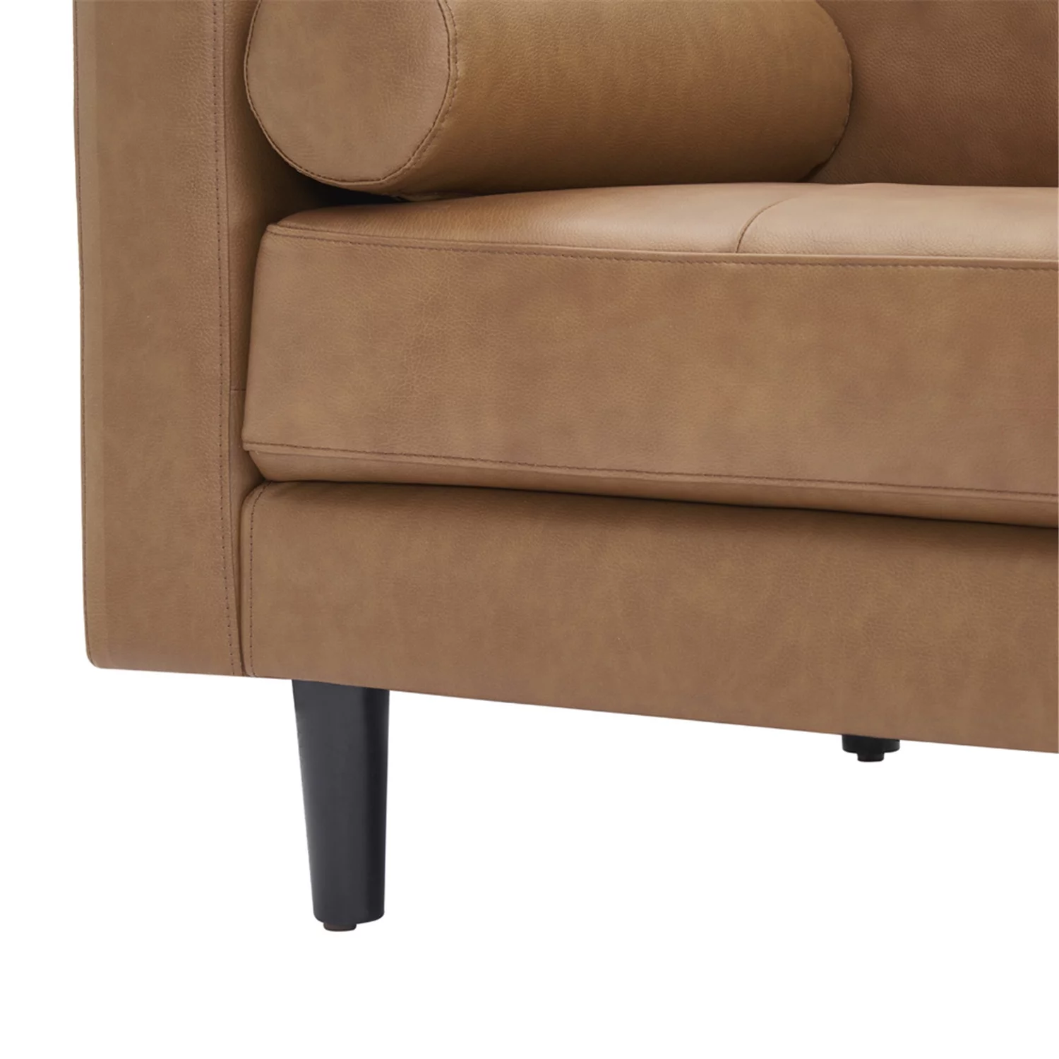 Naomi Home Marisa Top Grain Genuine Leather Mid-Century Sofa Set of 3, Chair/Loveseat/Sofa, Tan