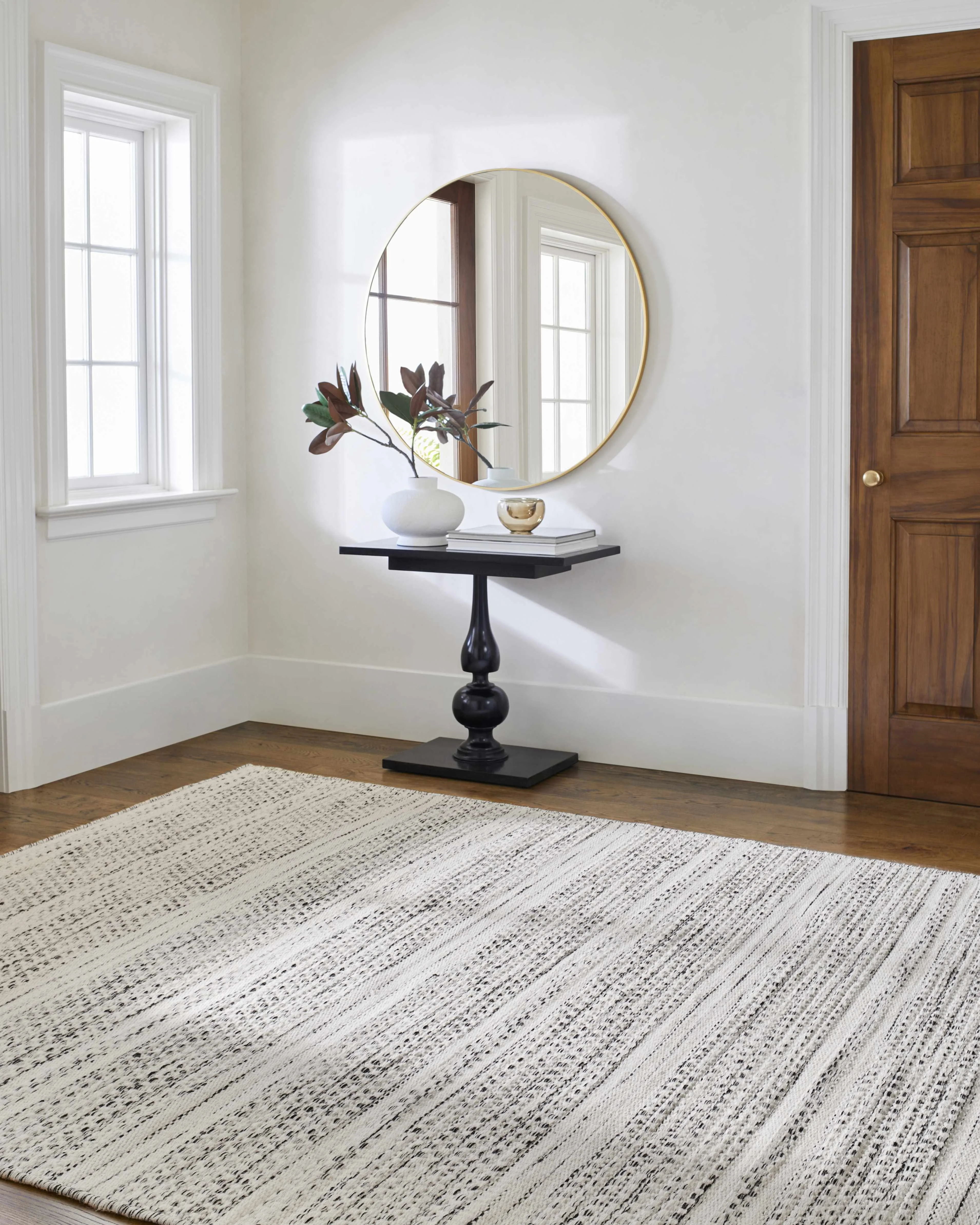 Wooly Natural Fiber Contemporary Living Room Bedroom Area Rug - Moroccan Farmhouse -100% Wool - Handmade Handwoven Carpet - Bohemian No Pile - Black