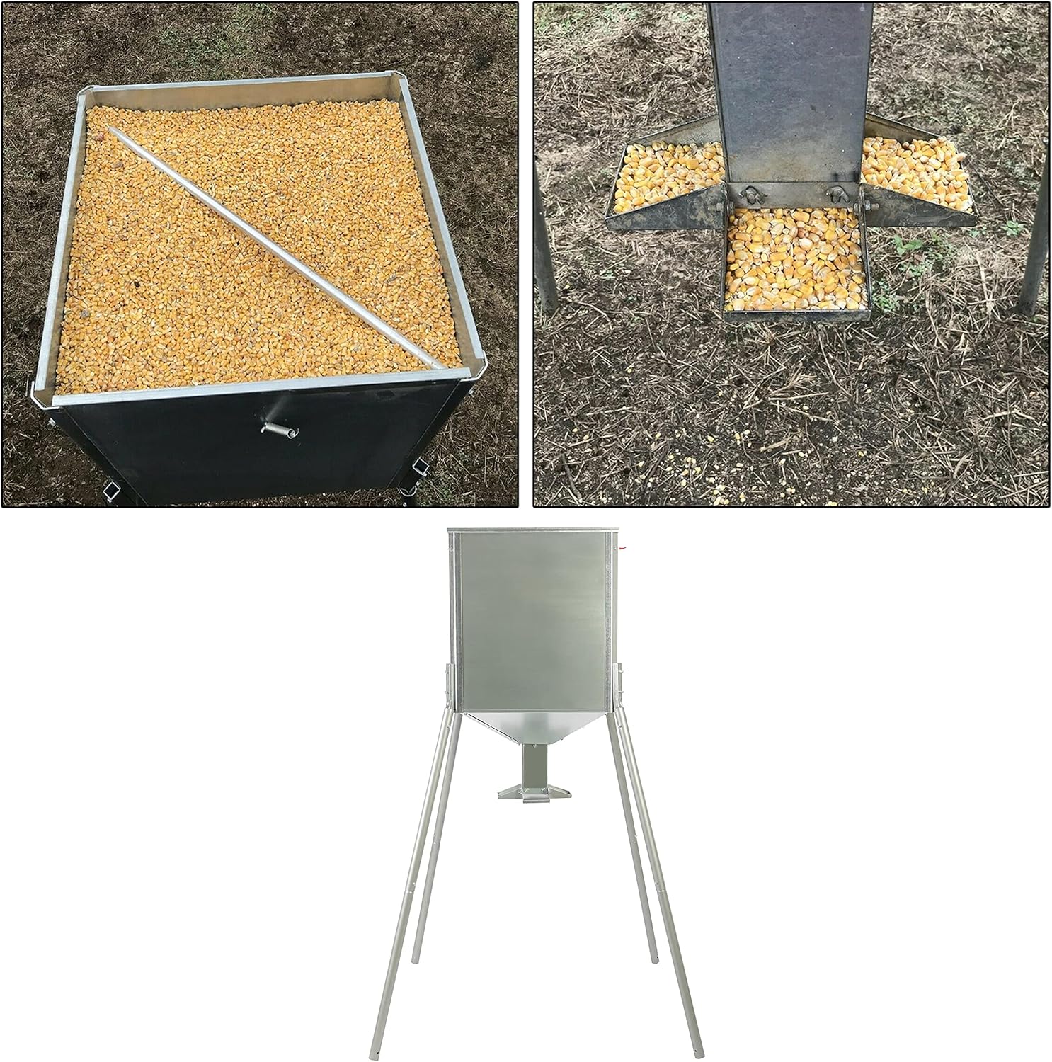 HECASA Big Game Gravity Deer Feeder Galvanized Steel Hunting w/o Foot Kit -450 LB