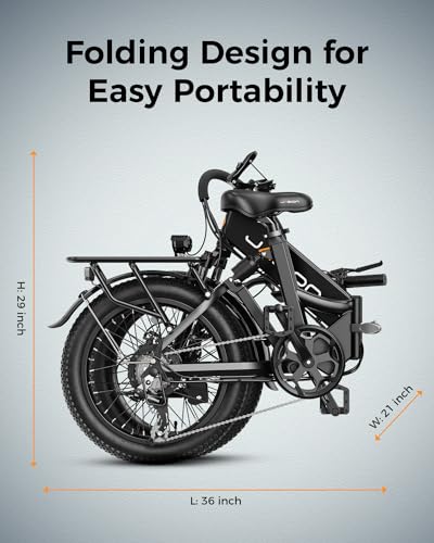 Jasion EB7 2.0/ST Electric Bike for Adults, 1200W Peak Motor 28MPH Max Speed Folding Ebike, 48V 10AH Removable Battery