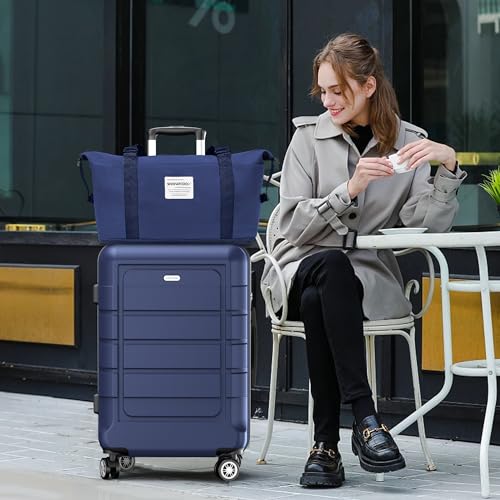 SHOWKOO Luggage Sets Expandable PC+ABS Durable Suitcase Double Wheels TSA Lock Black