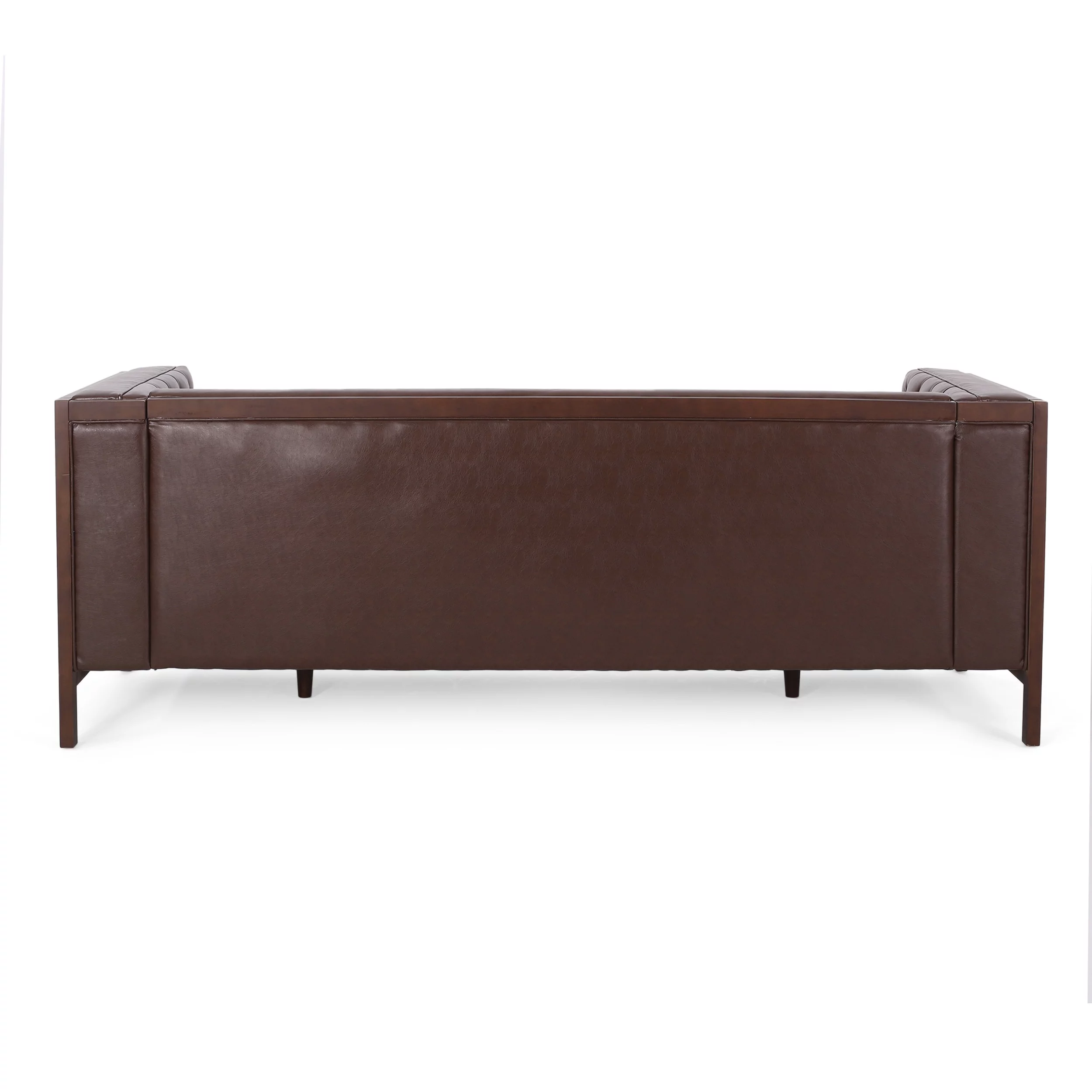 Noble House Tamarisk Sofa, Dark Brown and Espresso Faux Leather