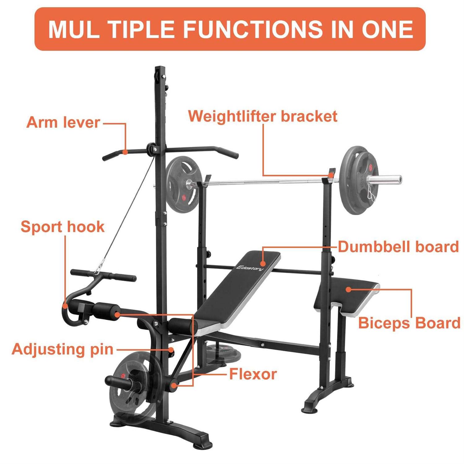 Edostory Olympic adjustable Weight Bench Set Workout Equipment for Home Workouts - Sports Supplies Online Store