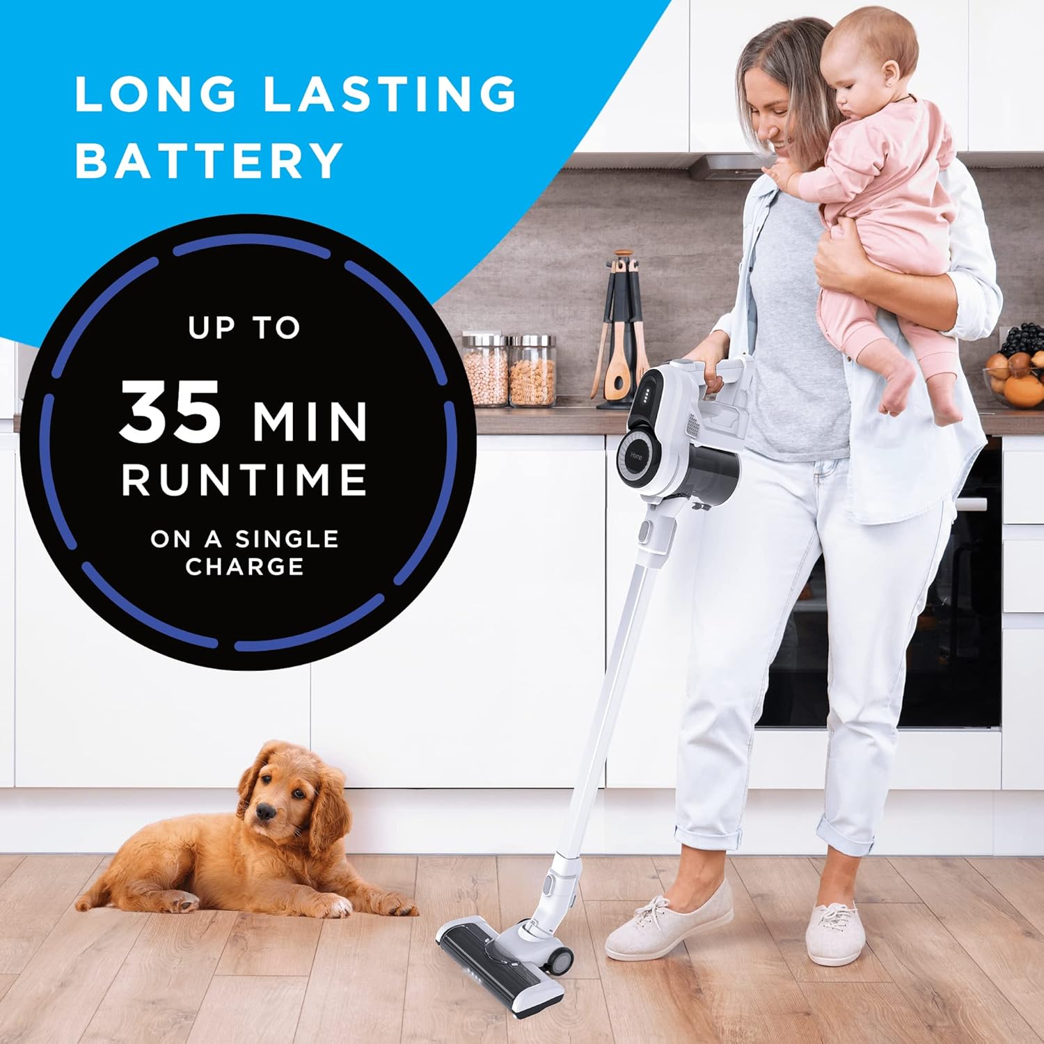 iHome StickVac SV1, Cordless Stick Vacuum, 3-in-1, Portable, Rechargeable & Lightweight, Powerful Suction, Hardwood Floor & Carpet Cleaner Machine