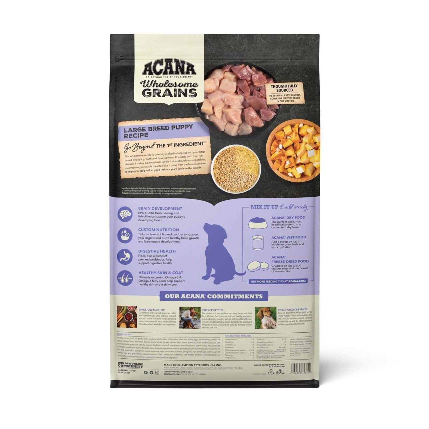 Acana Wholesome Grains Puppy Recipe Dry Dog Food - Pet Supplies online store