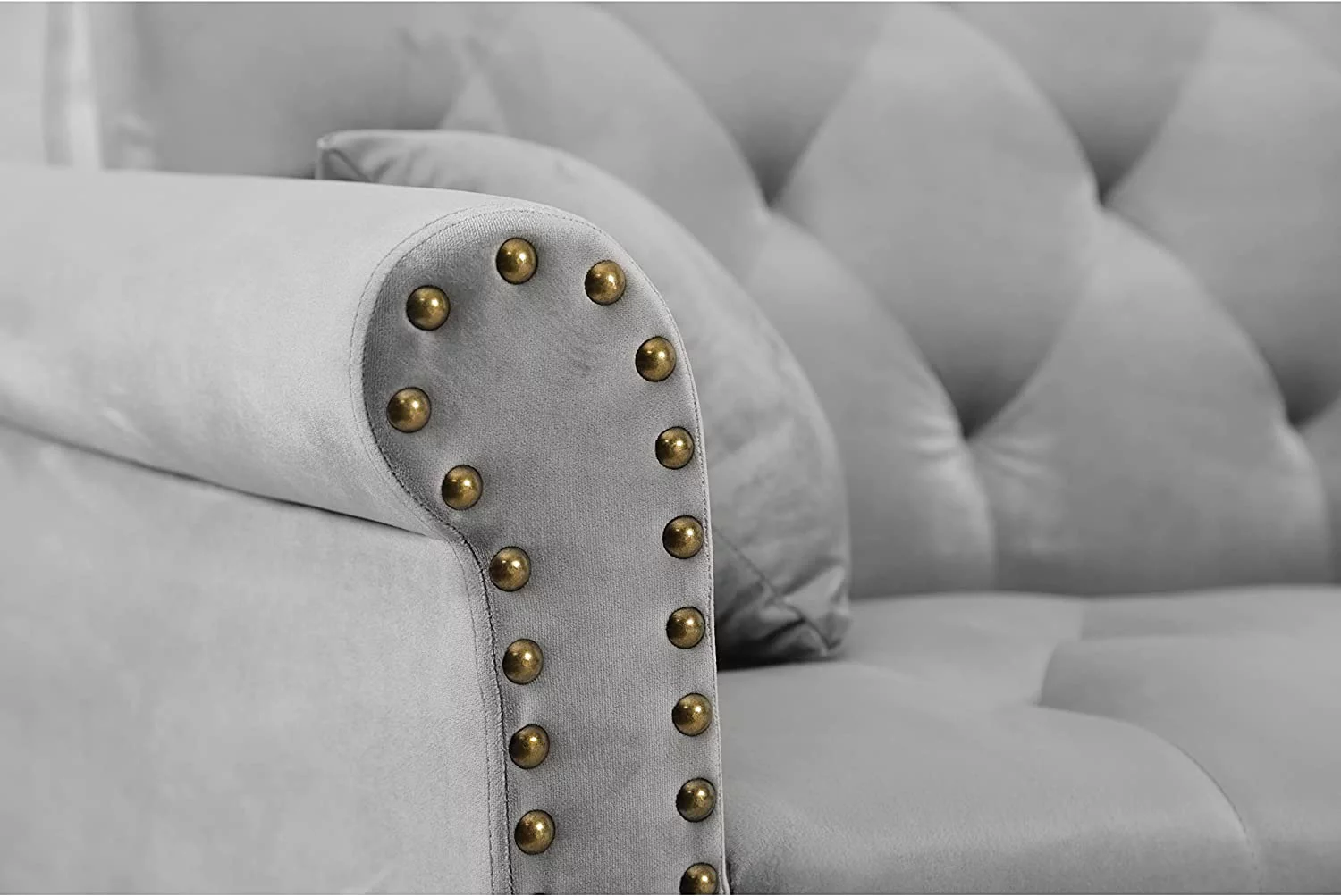 LCH Velvet Convertible Sleeper Sectional Sofa Bed Reversible L Shaped Button Tufted Couch Living Room Furniture Set with Chaise Lounge 2 Pillows