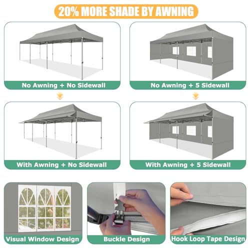 COBIZI 10x10 Pop Up Canopy Tent with Awning