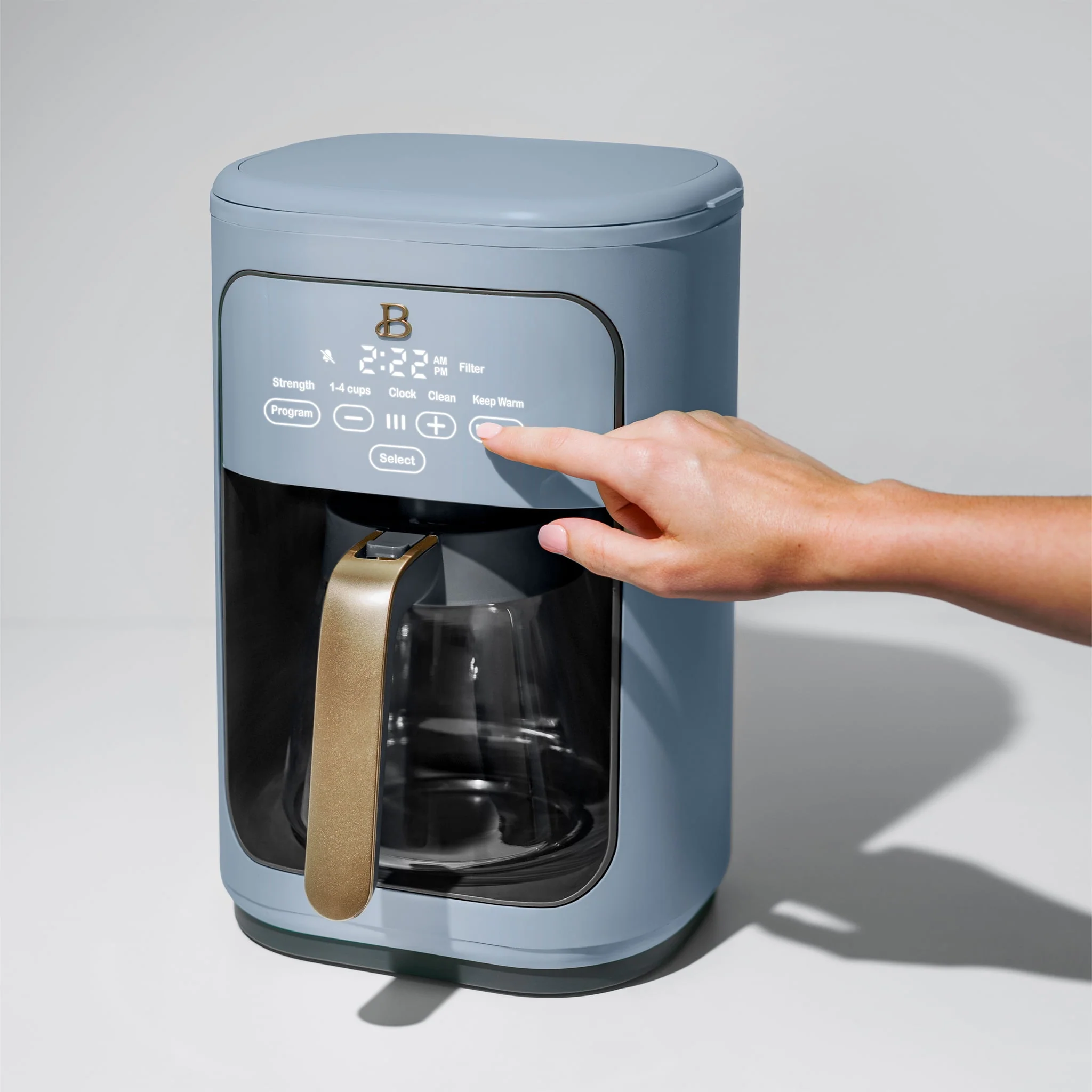 Beautiful 14-Cup Programmable Drip Coffee Maker with Touch-Activated Display, Rose by Drew Barrymore