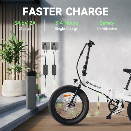 isinwheel U1 Electric Bike, 500W Motor, 20 mph, Folding Ebike, 14"/16"/20" Adults Electric Bicycles, 280.8Wh Battery, 25 Miles PAS Range, Black