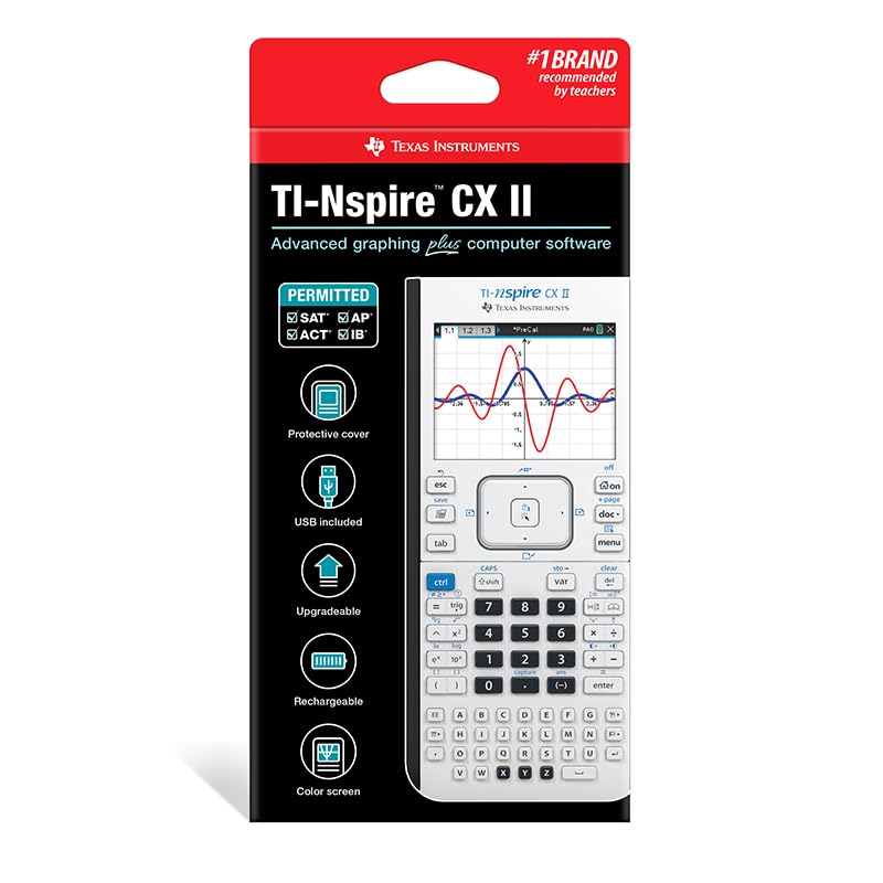 Texas Instruments TI-Nspire CX II Color Graphing Calculator with Student Software (PC/Mac) White 3.54 x 7.48
