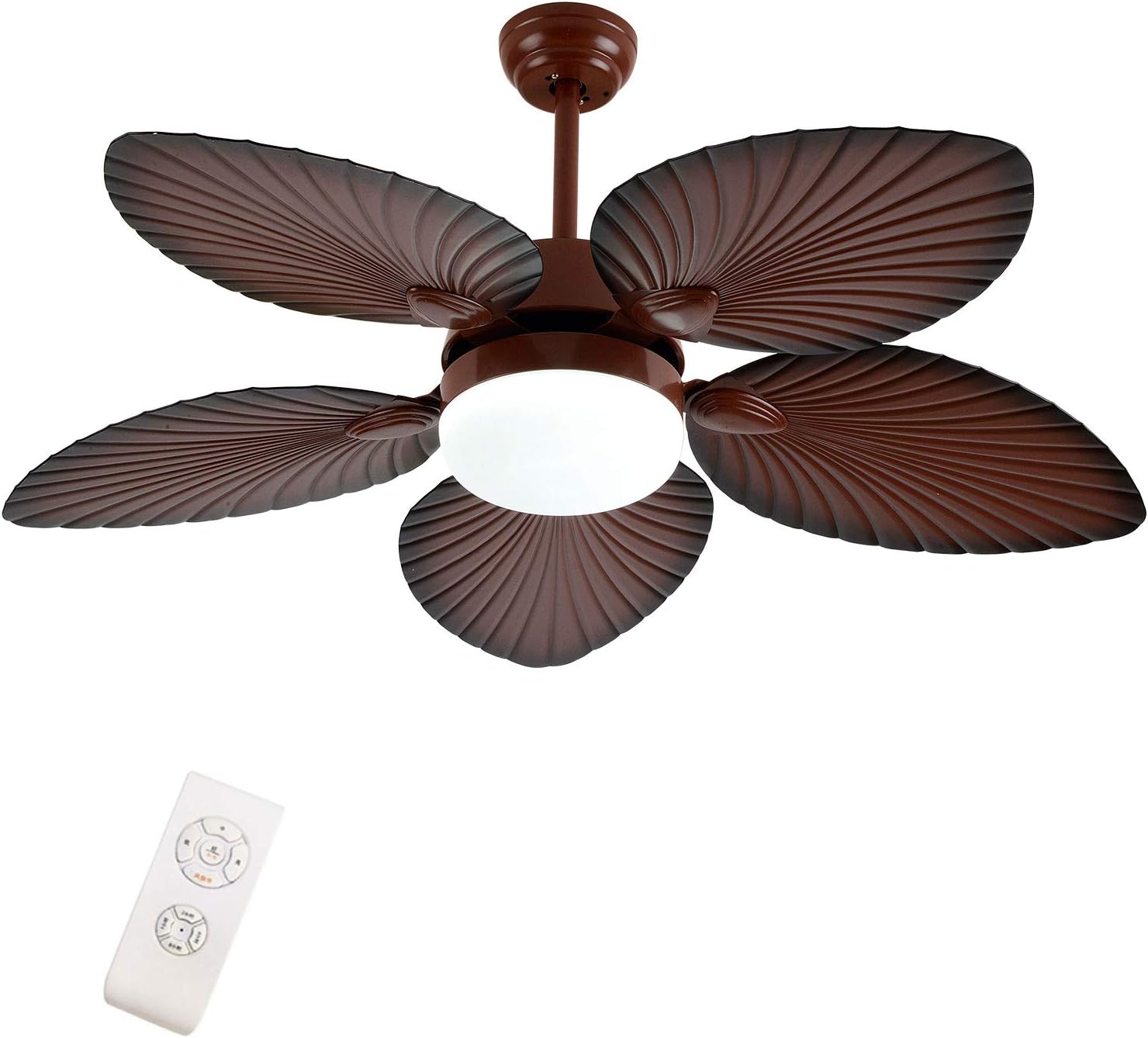 Ceiling Fan with Light, 42 Inch Tropical Coastal Indoor/Outdoor Ceiling Fan with LED Light and Remote Control, 3 Colors, 3 Speeds