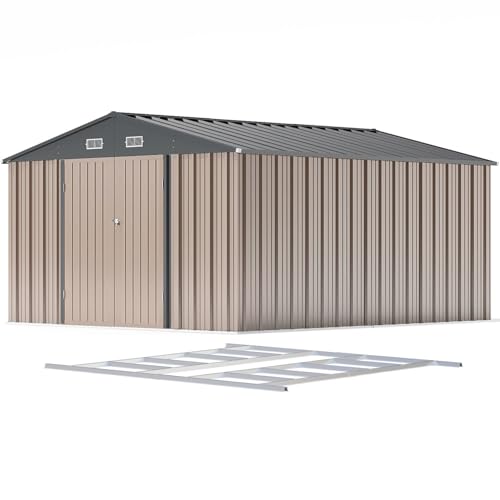 Patiowell 5x3 FT Outdoor Storage Shed, Tool Shed with Sloping Roof and Lockable Door, Metal Shed for Backyard Garden Patio Lawn, Brown