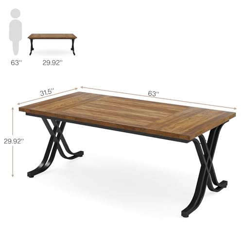 Tribesigns Dining Table for 4-6 People, 63 Inch Industrial Large Kitchen Table with Heavy Duty Metal Frame