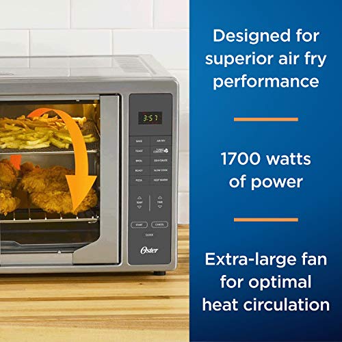 Oster Air Fryer Oven, 10-In-1 Countertop Toaster Oven Stainless Steel French Door Touch Control 2142008 countertop oven
