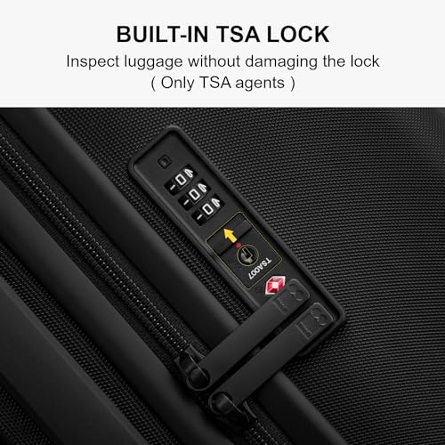 LEVEL8 Hard Shell Carry on Luggage Airline Approved, Carry-on Suitcases with Wheels, Lightweight Luminous Textured Hardside Travel Bag with Tsa Lock