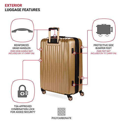 SwissGear 7272 Energie Expandable Hardside Luggage with Spinner Wheels and TSA Lock, Gunmetal, Carry-On 19-Inch