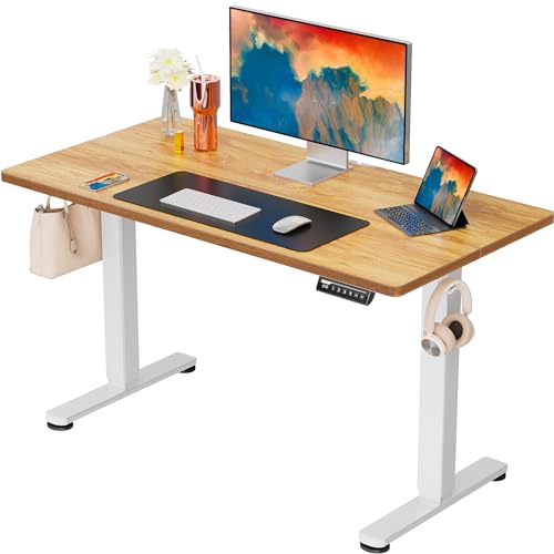 ErGear Height Adjustable Electric Standing Desk, 48 x 24 Inches Sit Stand up Desk, Memory Computer Home Office Desk with Two-Piece Desktop (Walnut)