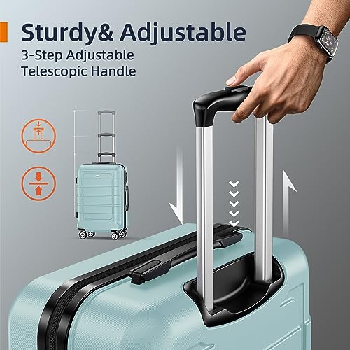 SHOWKOO Luggage Sets Expandable PC+ABS Durable Suitcase Double Wheels TSA Lock Black