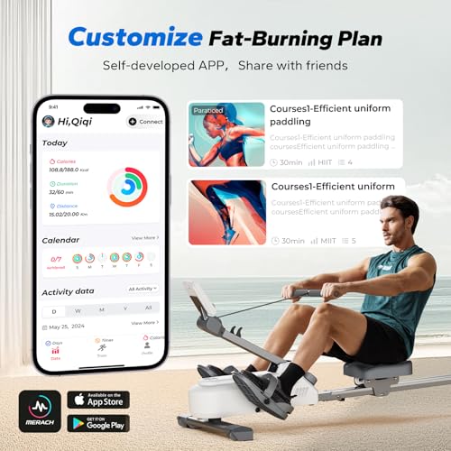 MERACH Foldable Rowing Machines for Home, Magnetic Rowing Machine with 16-Level, Compact Row Saves 20% Space, 350 LBS Load Capacity
