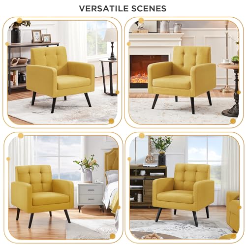 Yaheetech Mid-Century Accent Chairs, PU Leather Modern Upholstered Living Room Chair