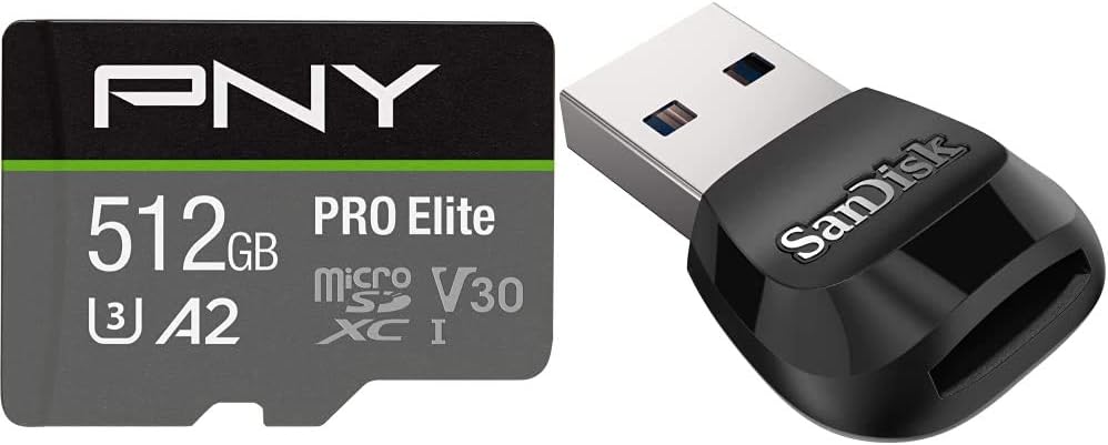 PNY 1TB PRO Elite Class 10 U3 V30 microSDXC Flash Memory Card - 100MB/s, Class 10, U3, V30, A2, 4K UHD, Full HD, UHS-I, micro SD