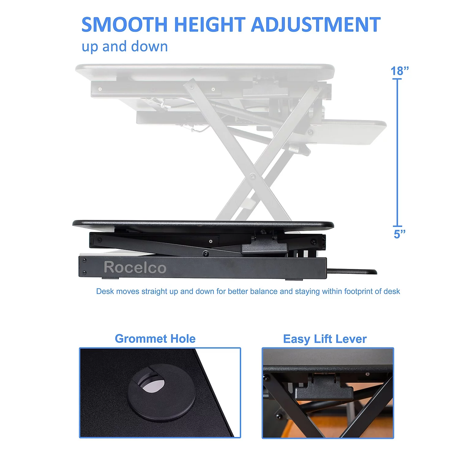 32" Height Adjustable Standing Desk Converter in Black (R EADRB2)