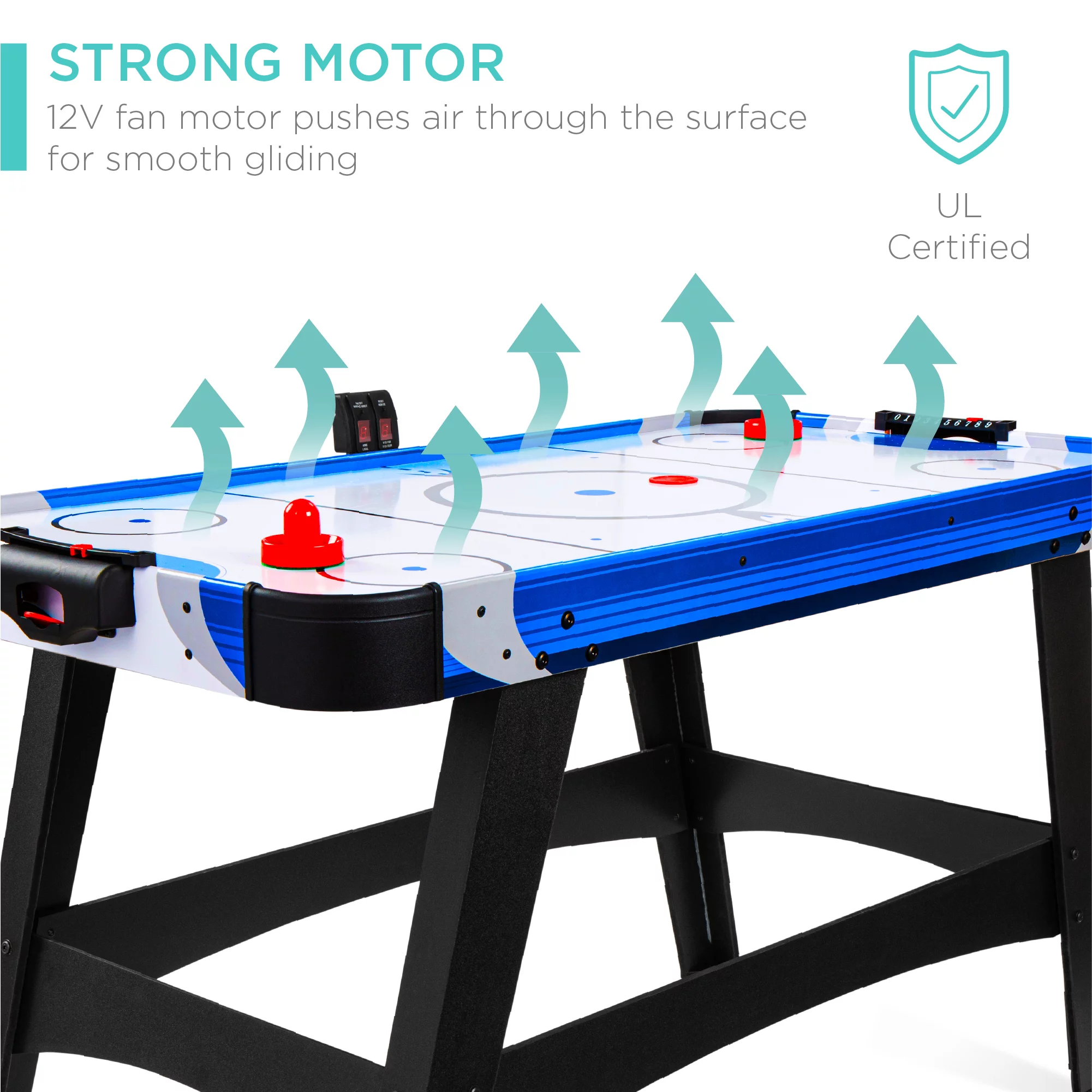 Best Choice Products 58in Mid-Size Air Hockey Table for Game Room w/ 2 Pucks, 2 Pushers, LED Score Board, 12V Motor