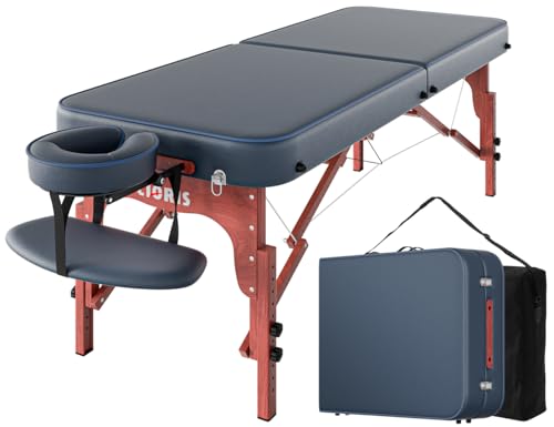 CLORIS 84" Professional Massage Table Portable 2 Folding Lightweight Facial Solon Spa Tattoo Bed Height Adjustable with Carrying Bag & Aluminium Leg