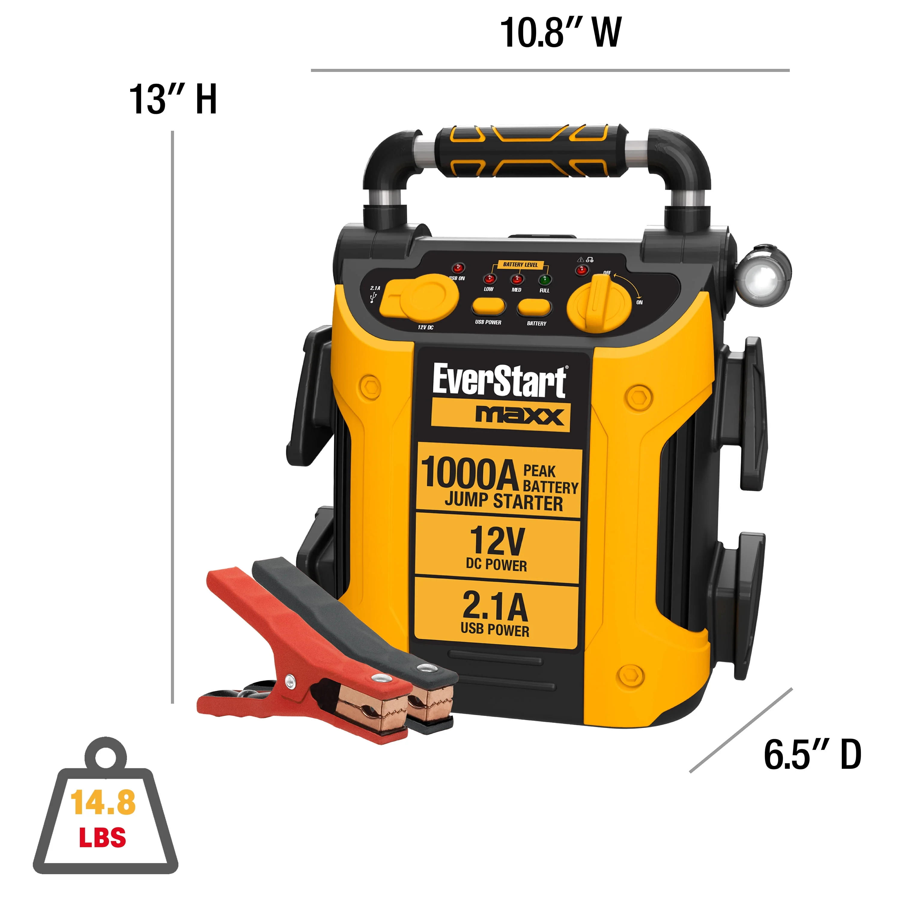 EverStart J509E 1000 Peak Amp Jump Starter, Pivoting LED Light, DC and USB Port