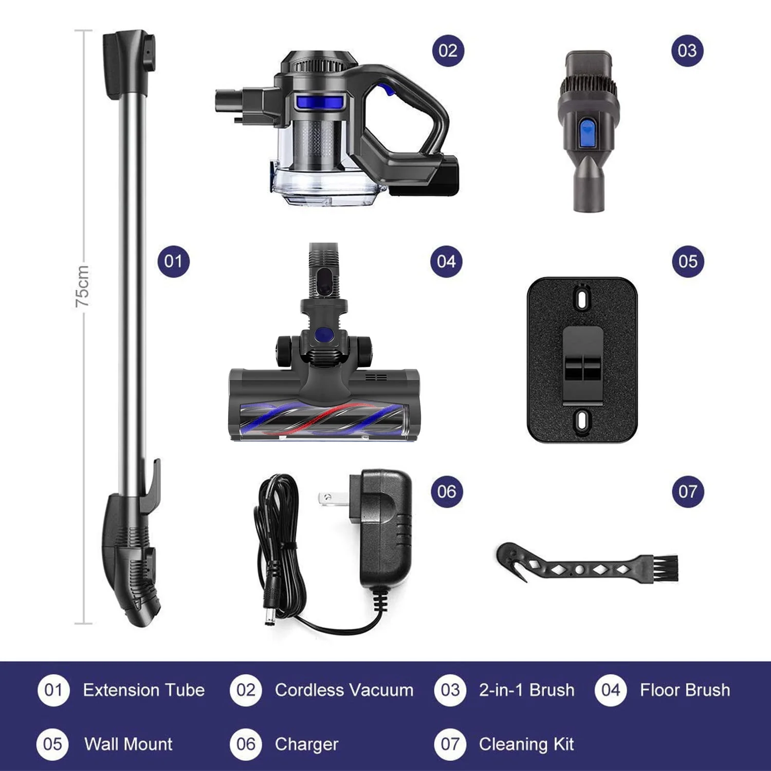 Moosoo Cordless Vacuum 4-in-1 Lightweight Stick Vacuum Cleaner, XL-618A