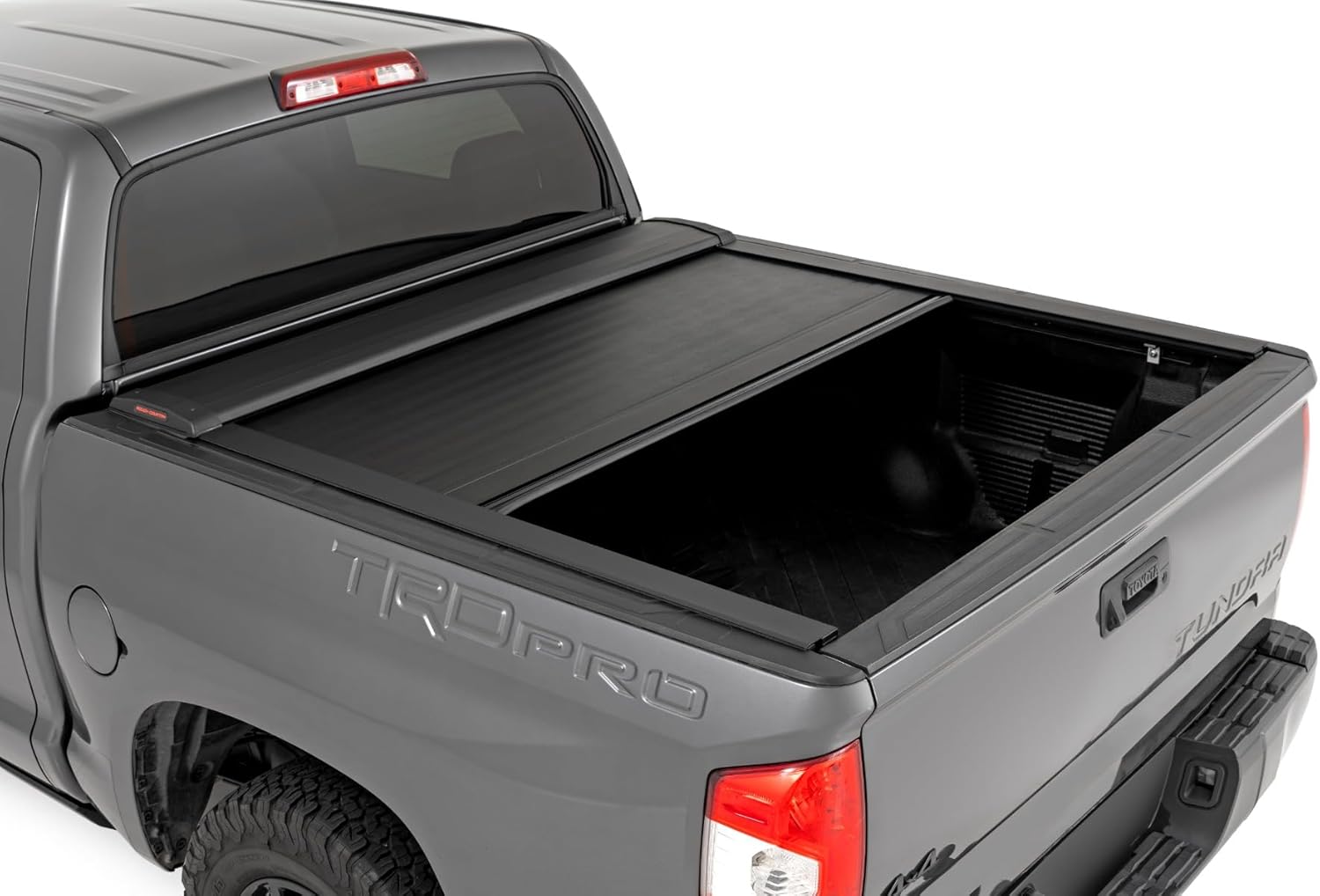 Rough Country Retractable Truck Bed Tonneau Cover for Toyota Tundra (2007-2021) - Fits 5'7" (66.7") Bed, Weatherproof Bed Cover for Truck