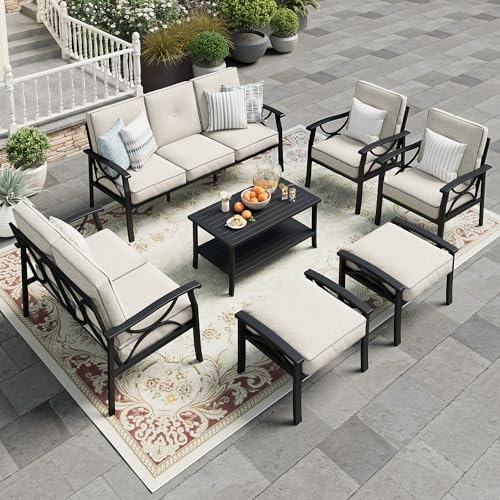 Wisteria Lane 5-Piece Outdoor Patio Furniture Set, Outdoor Metal Sectional Furniture with Cushions