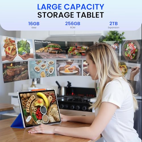14 inch Large Screen Tablet, Android Tablet 16GB RAM 256GB ROM, 1920 * 1200 IPS FHD Display, Widevine L1, 10000mAh 18W Charging, Wi-Fi & Bluetooth
