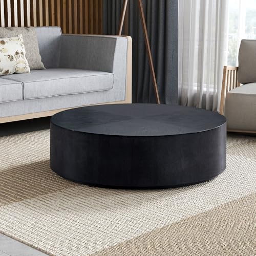 JUSTONE 15.75 ''Round Coffee Table, Accent End Table for Living Room Office Apartment, Modern Minimalist Side Table with Faux Marble Pattern
