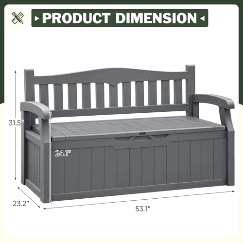 Flamaker 80 Gallon Storage Bench Outdoor Indoor, Durable All-Weather Seating with Hidden Storage, Lockable Deck Box for Garden, Patio