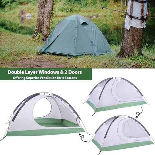 GEERTOP Ultralight 2 Person Backpacking Tent 4 Season Waterproof Camping Tent Double Layer Cold Weather Easy Set Up Tents for Family Camp, Hiking