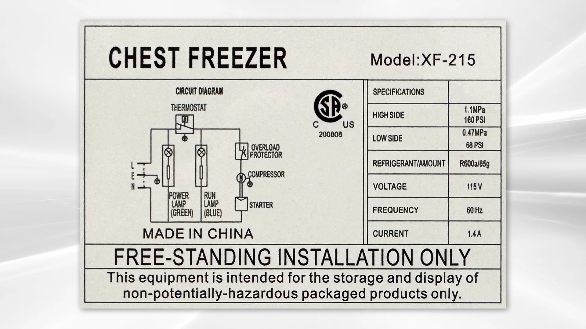 33 in. Solid Top Chest Commercial Freezer 7.2 Cu. ft.