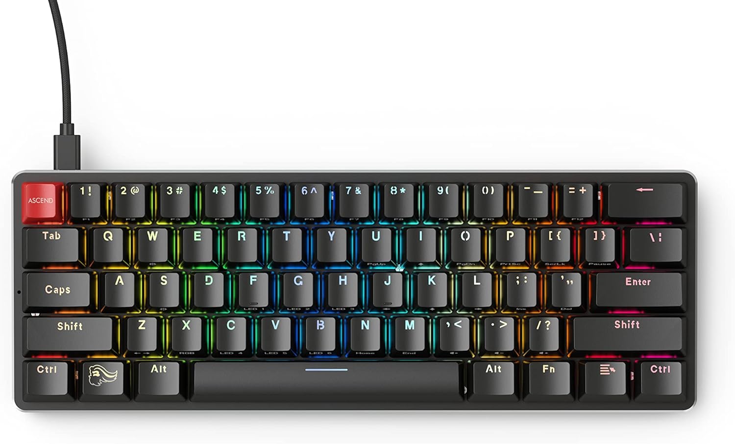 Glorious GMMK Modular Mechanical Gaming Keyboard - 60% Compact Size (61 Key) - RGB LED Backlit, Brown Switches