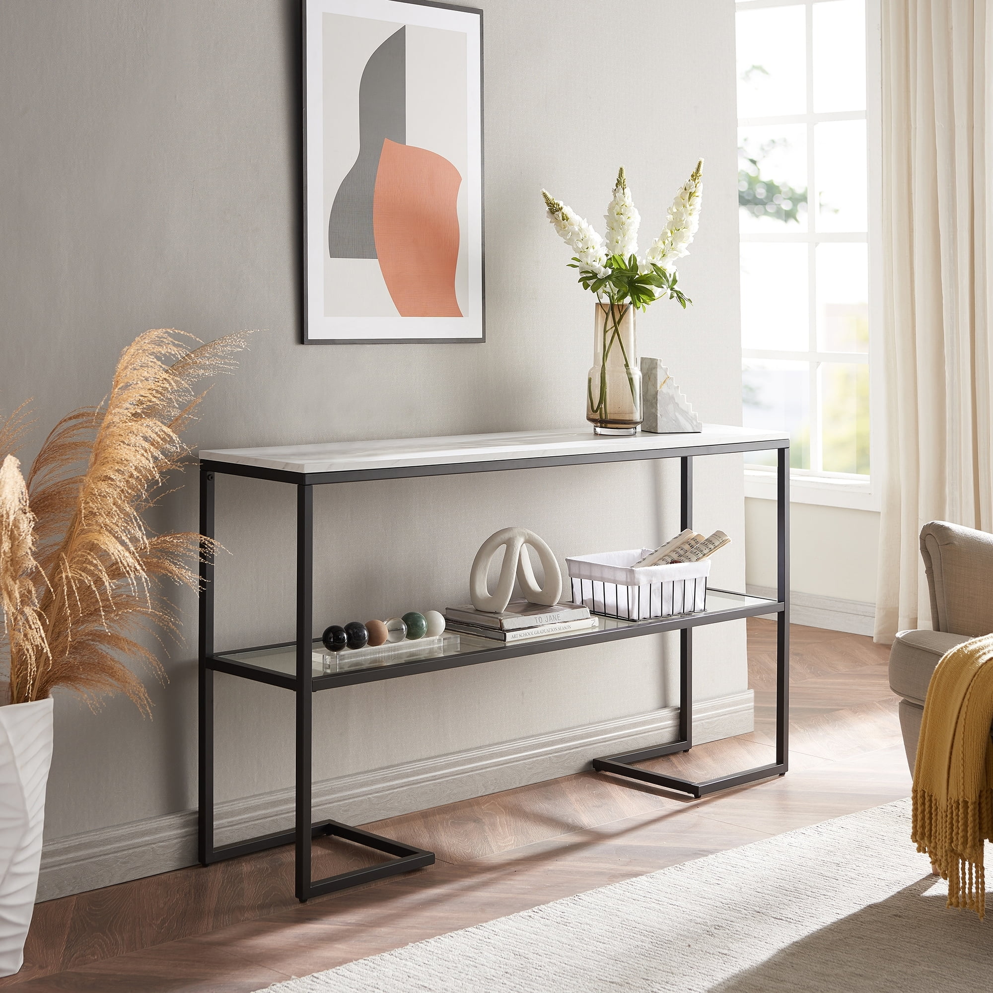 Errol Console Table Gold/Glass Top Glass
