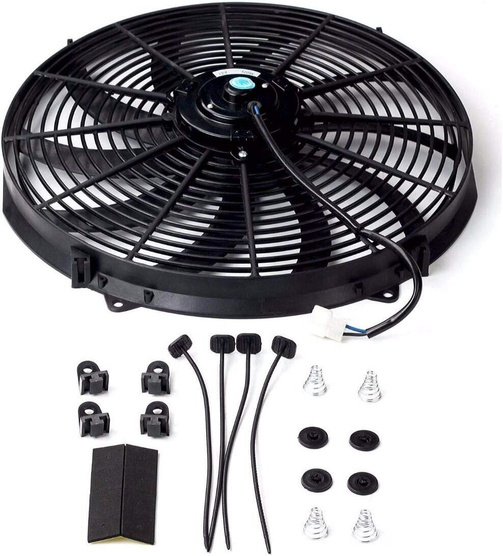16" inch Universal Slim Fan Push Pull Electric Radiator Cooling 12V Mount Kit Pack of 2
